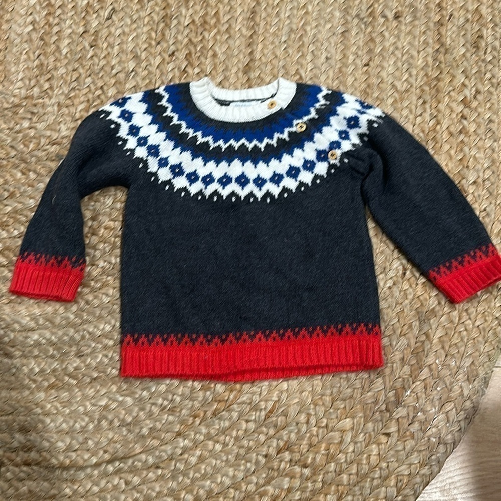 Bout’Chou 24m baby boy knit fair isle sweater gray - Picture 1 of 3